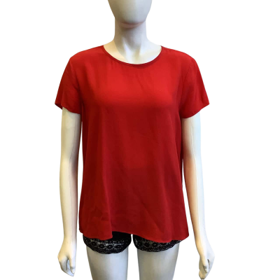 Country Road Women's Size 12 Silk Blend Short Sleeve Top Red 