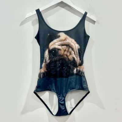 Blackmilk One Piece Leotard Pug Design Size S