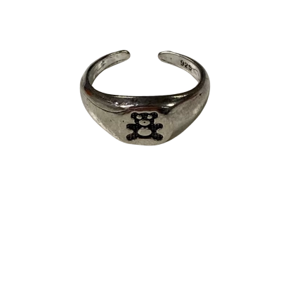 SS925 Cuff Ring W/ Teddy Design