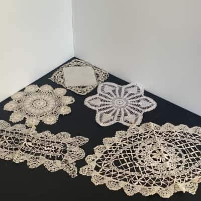 Collection of 5 Crochet Doilies