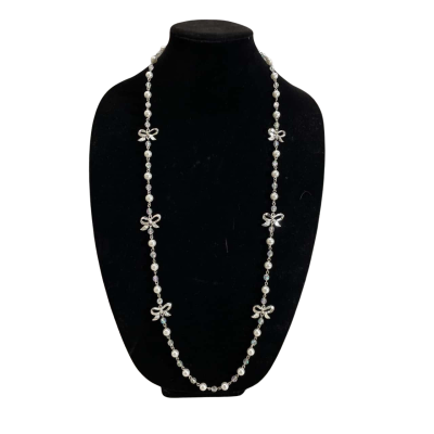 Necklace of Bows, Beads & Faux Pearls 96cm