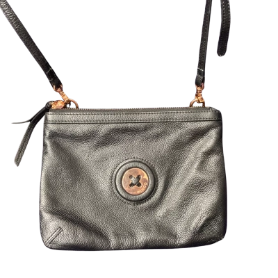 Mimco Womens Cross Body Bag Black leather. 2 zip compartments 