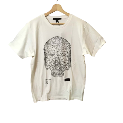 Men’s Size L White And Black Print 5cm T Shirt