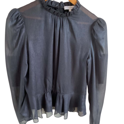 Wayne Cooper Womens  Size 10 Long Sleeve Shirt Navy Blue 