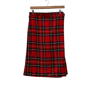 Highland Home Industries   Size 14 Wrap Skirt Gingham / Red / Striped 