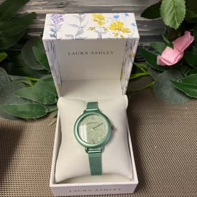 Laura Ashley Mint Green/Silver Metal Mesh Watch Laura Ashley Green Ladies Glitz Sparkle Dial Spray Mesh  main image 2