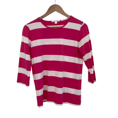 Trenery Womens  Size S 3/4 Sleeve Top Pink  / White 