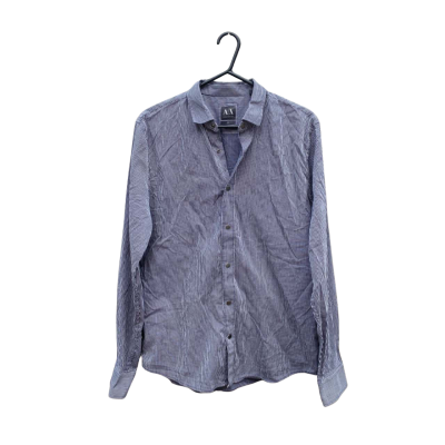 Mens Armani Exchange Size M Business Shirt Navy Blue / Striped / White 