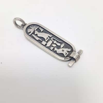 Stunning Vintage Sterling Silver Egyptian Cartouche Pendant