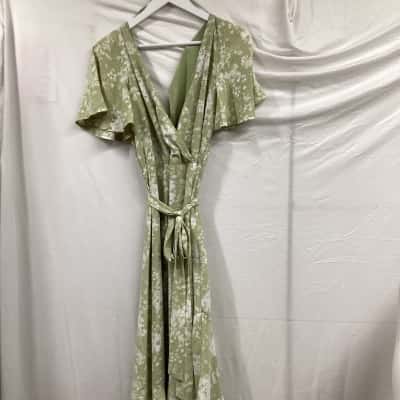 HELLO MOLLY Womens Casual Dress Green / White 