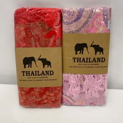 Thailand Women's Scarfs Set of 2 (Silk/Cashmere) Pink  / Red BNWT