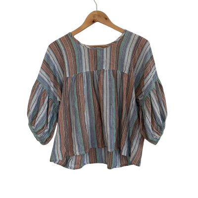 Tree of Life Womens  Size L / M 3/4 Sleeve Top Black  / Blue / Grey / Orange / Purple / Red / Striped / Teal / White 