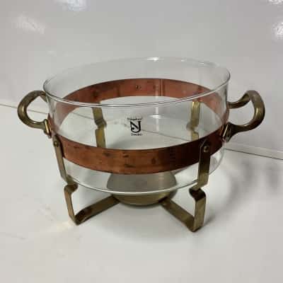 Nilsjohan glass fondue/warmer dish in copper