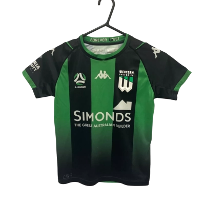 Western United A-League Men Football Soccer Kids Kappa Embossed Jersey Size 8 Years Green 