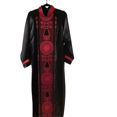  Asian Style Womens  Size L / M / XL Maxi Silk Dress Black  / Red 