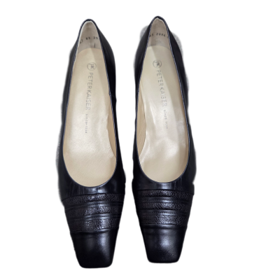 Peter Kaiser Women's Black Leather Low Heel Court Shoes – Size 8