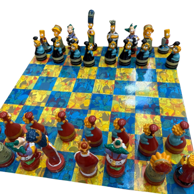 Vintage 2000 The Simpsons  Chess board game set Homer Bart Marge Simpson Krusty collectible tin box