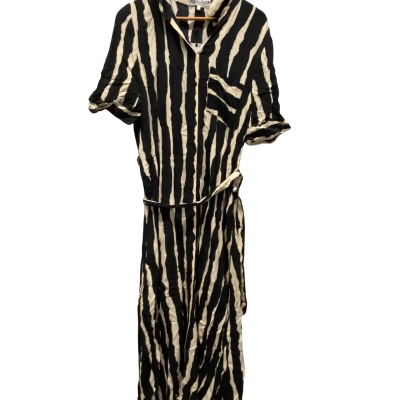 Zara Womens  Size L Maxi Dress Black  / Striped / White 
