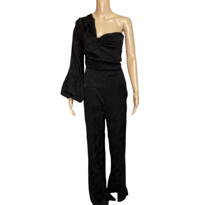 Audette Womens black off shoulder jumpsuit size L