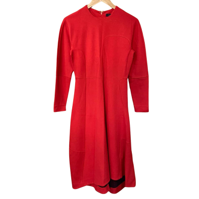 COS Bright Red Asymmetrical Seam Dress Size EUR 36 