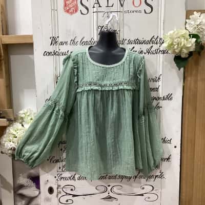 IRIS MAXI BRAND! THE PERFECT FEMININE PUFF LONG SLEEVE SHIRT! Womens  Size 16 Long Sleeve Shirt / Long Sleeve Top Green 