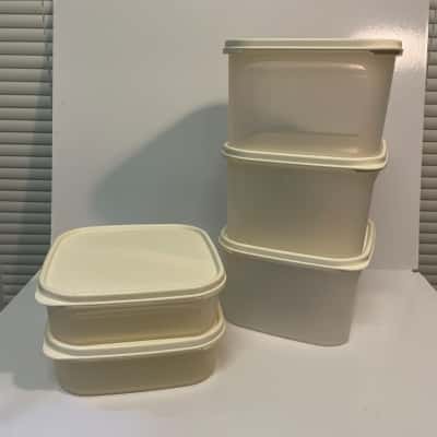 TUPPERWARE - 10pc Square Storage beige - (2600/1200ml) 