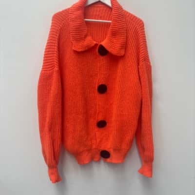 Womens  Size XXXXL Button-down Cardigan Black  / Orange 