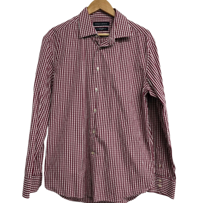 Rhodes & Beckett Mens Size 43/17 Red Checked Button Up Shirt