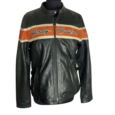 Harley Davidson Womens  Size L Black  / Orange / White 