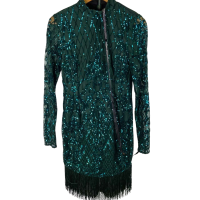 PrettyLittleThing Emerald Green Sequined Bodycon Dress – Size 10