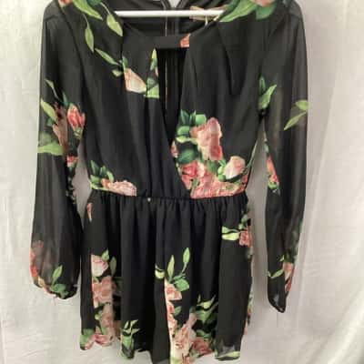 Reverse Womens  Size S Black/ Floral Shirt