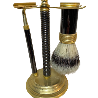 Vintage 3 Piece Solid Brass Shaving Set 