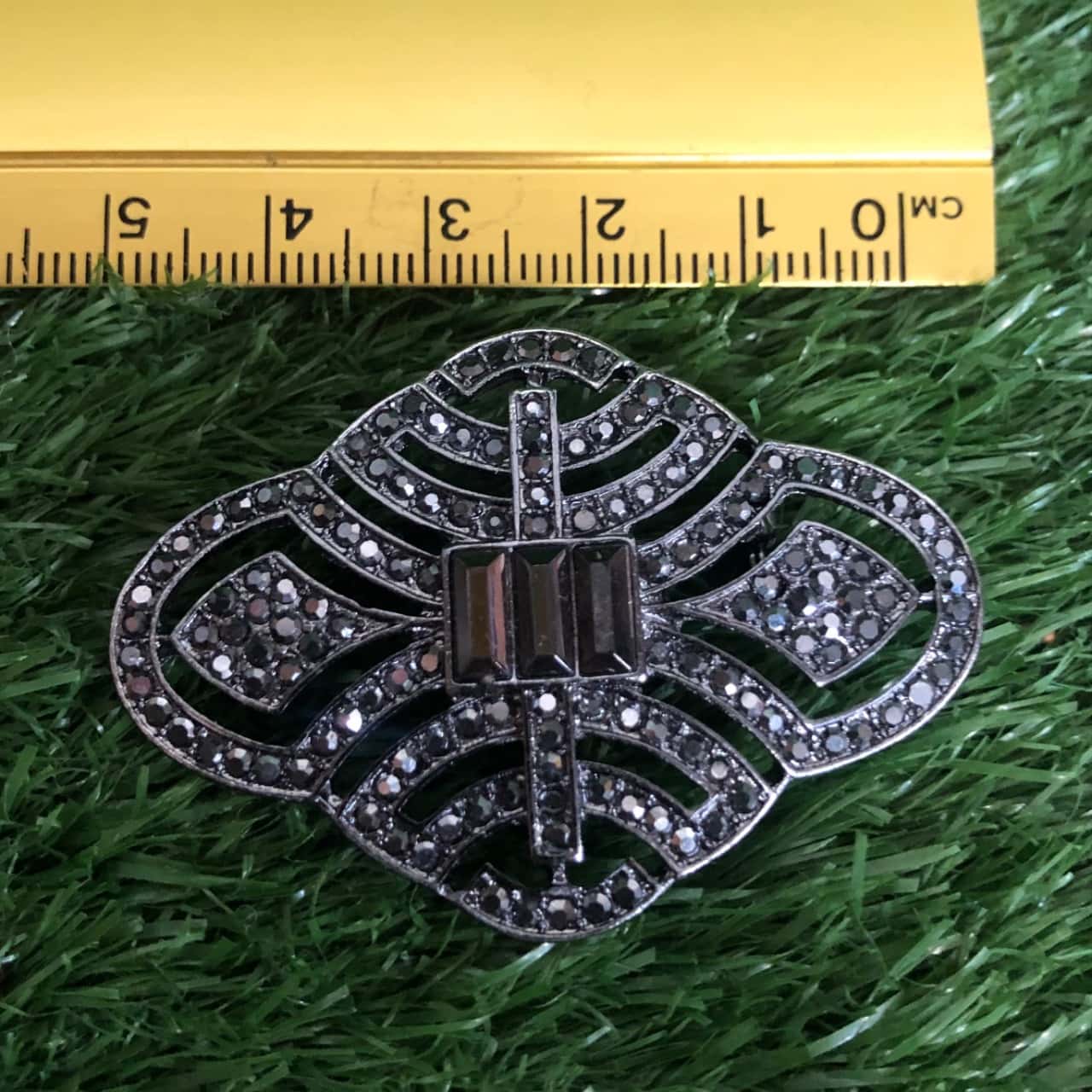 Celtic Style Silver & Black Diamanté Brooch (s)