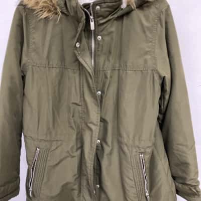  Womens  Size 12 Hooded Jacket Green 