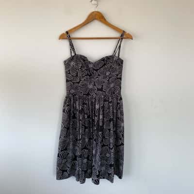Country Road Black Sleeveless Print Sundress Size 10 