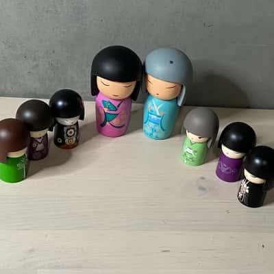 6x Kimmidoll Collection Marked Dolls, 2x Large Unmarked Dolls