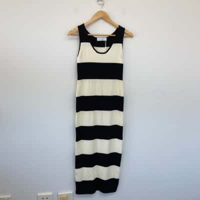 Petal + Pup Cream Black Striped Bridget Midi Dress Size M 