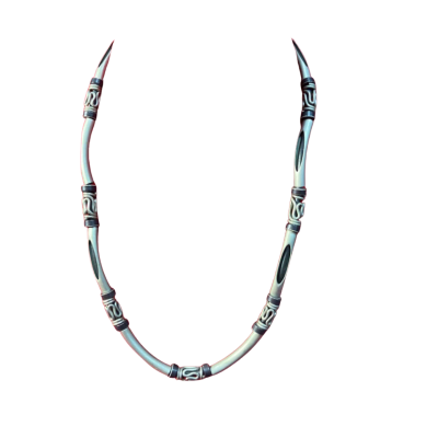  Women's silver Tone Necklace with Decorative Purple & Silver Accents
