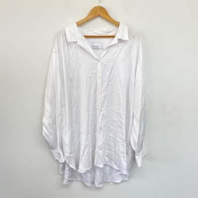Commonry  White Long Sleeve Viscose Shirt  Size 22