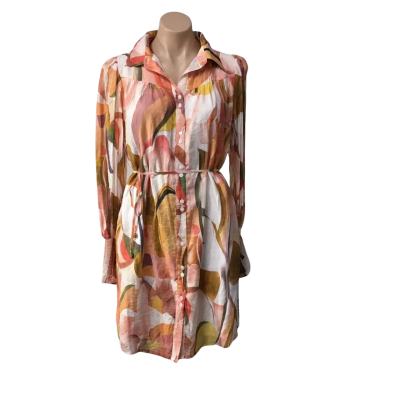 St. Frock Womens Size 8 Multicoloured Pattern Long Sleeve Shirt Dress