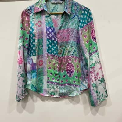 Zara Womens  Size XS Long Sleeve Shirt Multicoloured / Pattern 