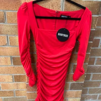  Womens Babyboo Size S Red Mini Dress 