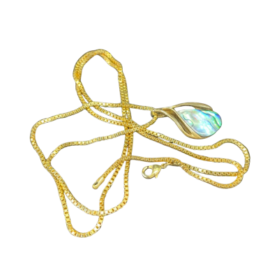 Gold Toned Box Chain with Mother of Pearl Pendant 