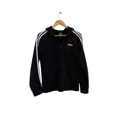 Adidas Womens  Size M Hooded Jacket Black  / White 