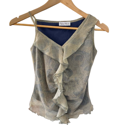  Pierre Marie Size XS Party Top / Singlet Top Gold / Navy Blue 