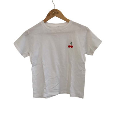 In Print We Trust Womens  Size S Cropped Top / Short Sleeve Top White 