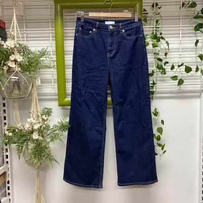 Decjuba Kids Girls Wide Leg Jeans Navy Blue Size 14