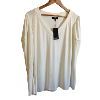 BNWT - Basque Womens  long sleeve v neck top -Size 16 White 