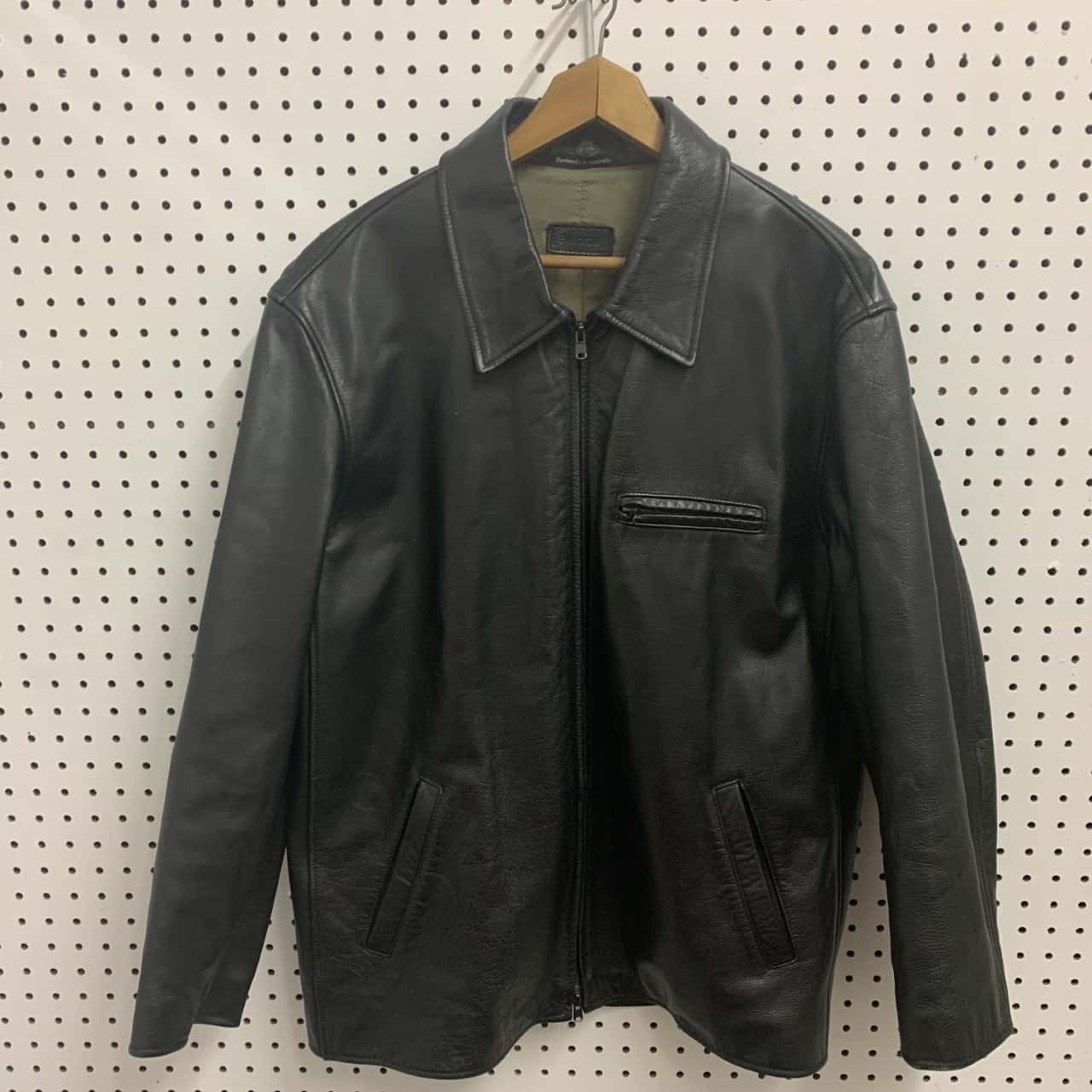 xs black leather jacket