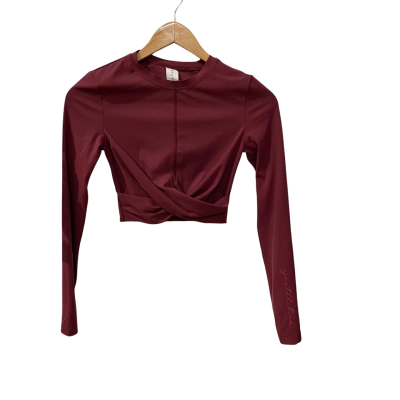 AJE Womens  Size 4-6 Cropped Long’ Sleeve Top Maroon 